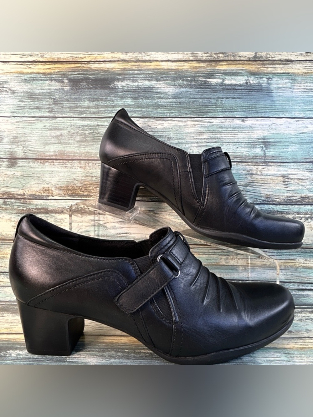 Clarks Rosalyn Nicole Pumps Womens 10 Black Pleated Leather Dressy Workwear Shoe